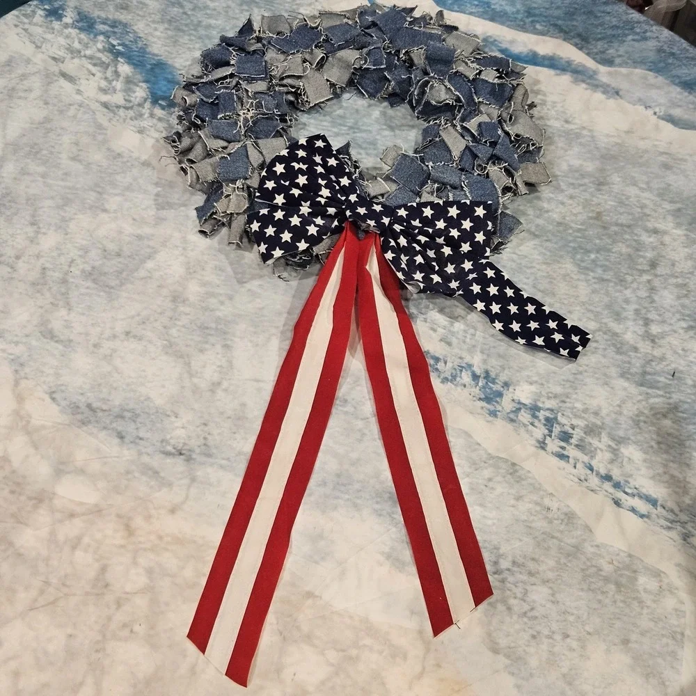 Handmade denim wreath
